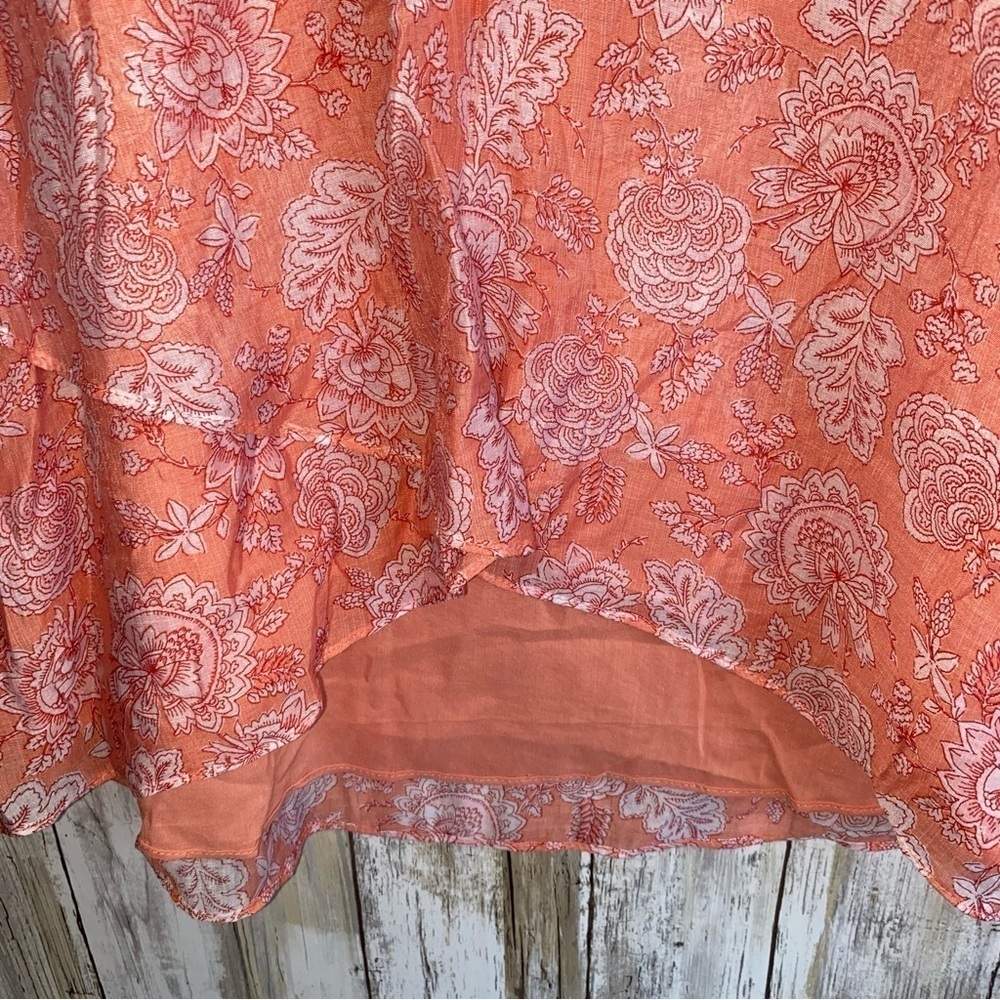 NWT Vince Camuto Orange Coral Floral Flutter Sleeve Blouse - Picture 3 of 7